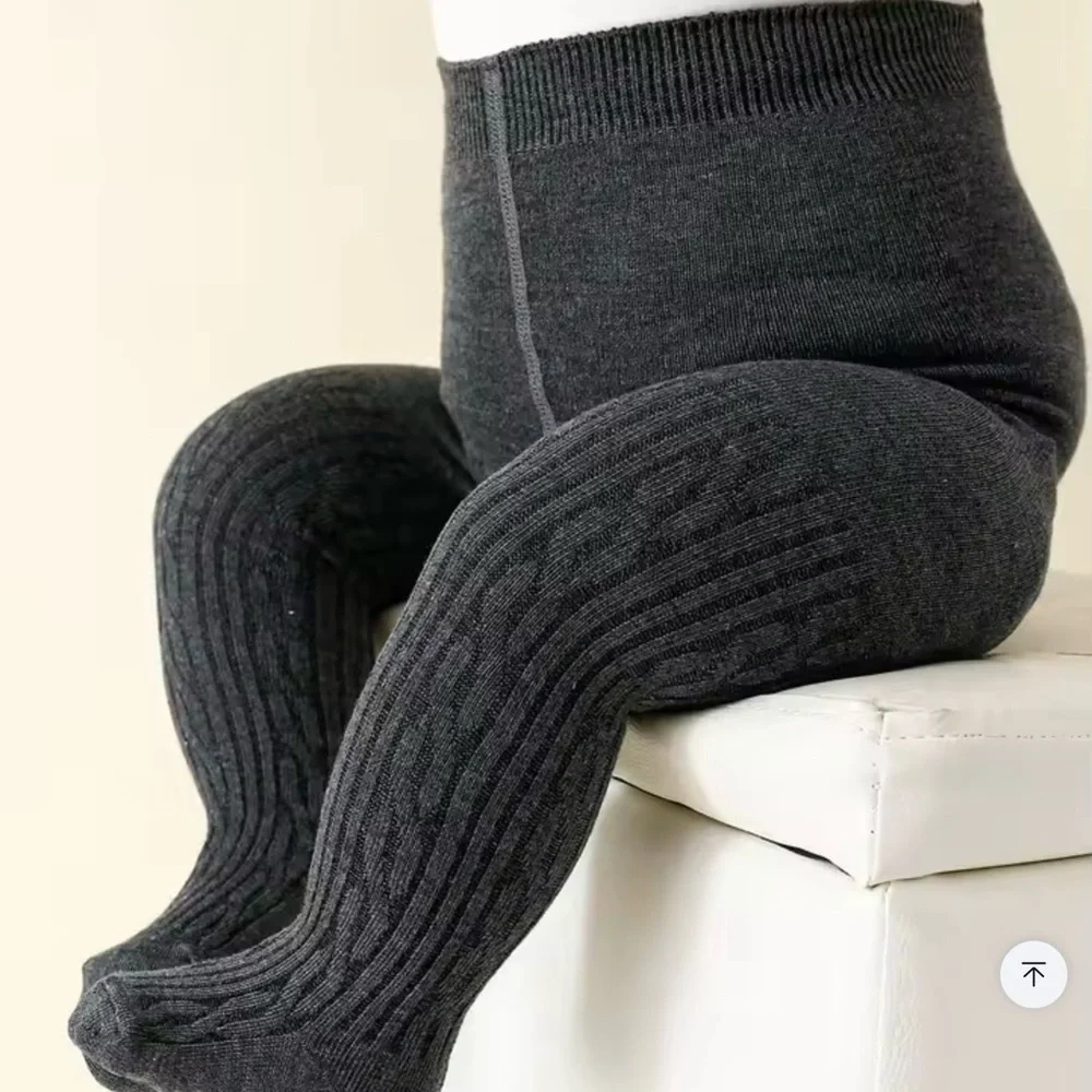 New Set of Four Baby’s  Knit Tights in Black, Gray, and White 0-3 months
